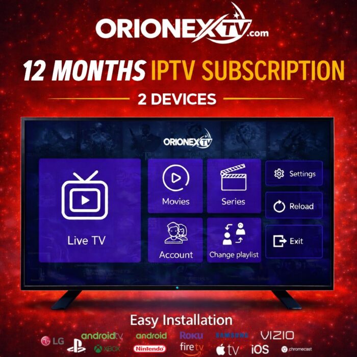 12 Months IPTV Subscription – 2 Devices | OrionexTV