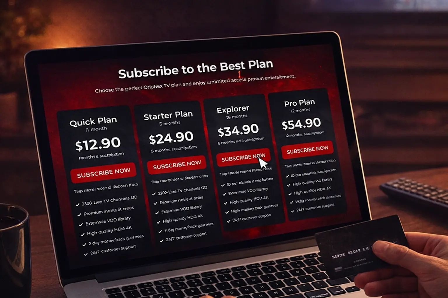 Choose your premium IPTV subscription plan easily online